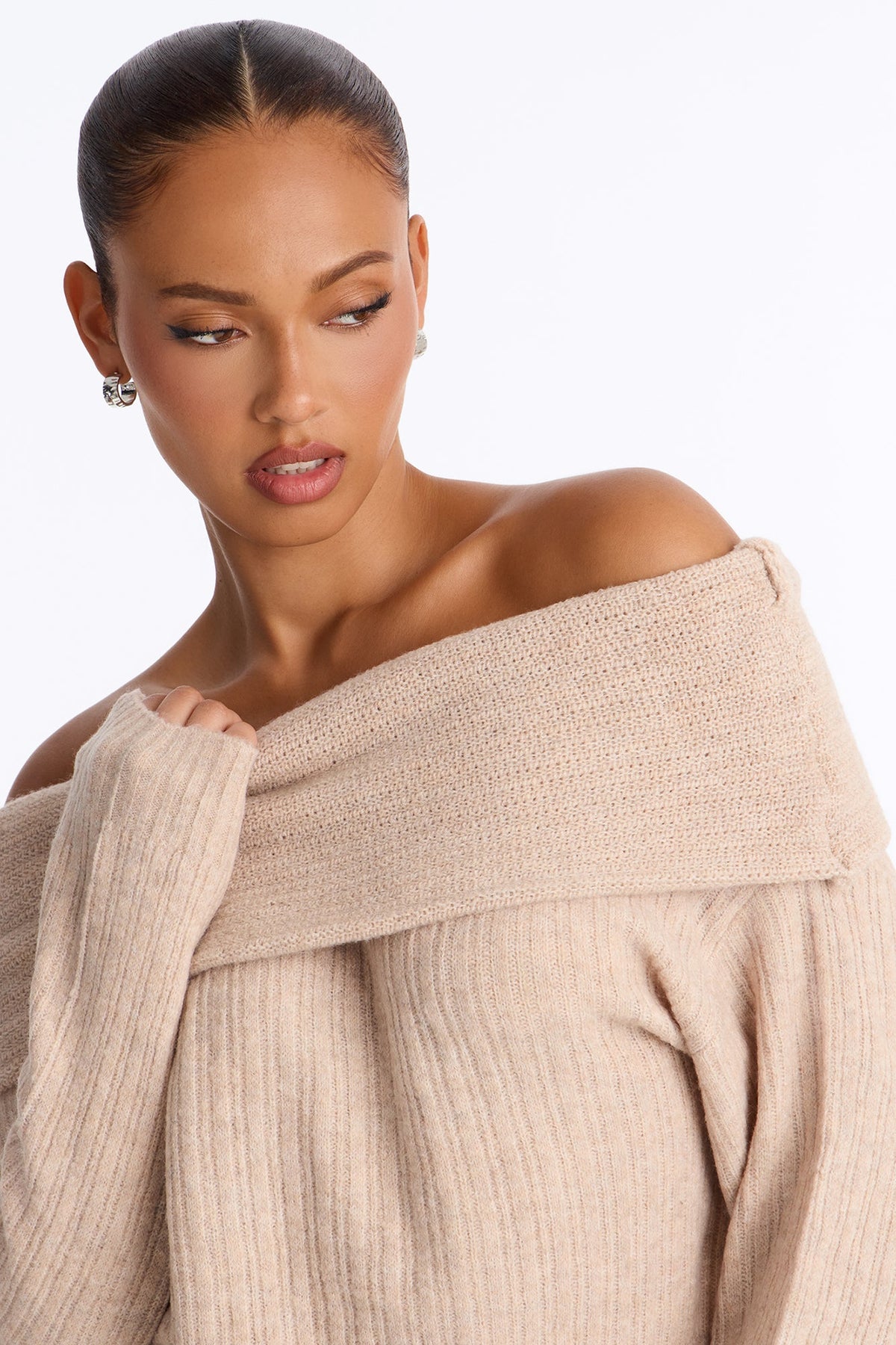 Hanna Off Shoulder Sweater Maxi Set - Oatmeal