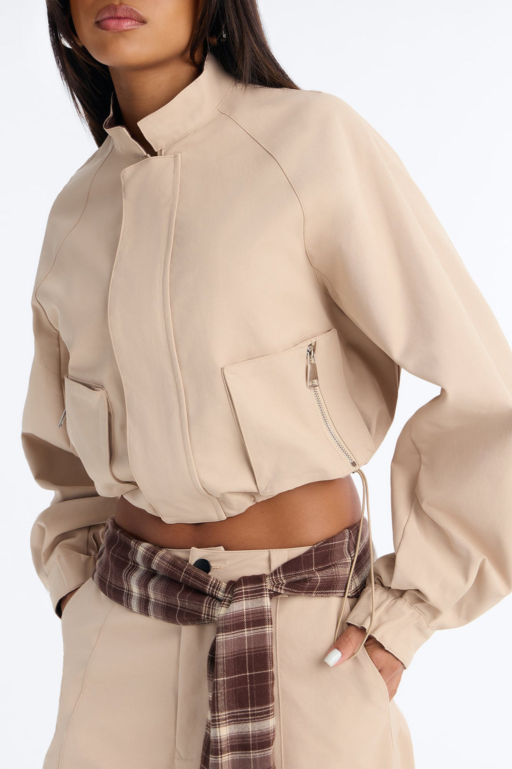 Kamri Belted Barrel Leg Pant Set - Beige