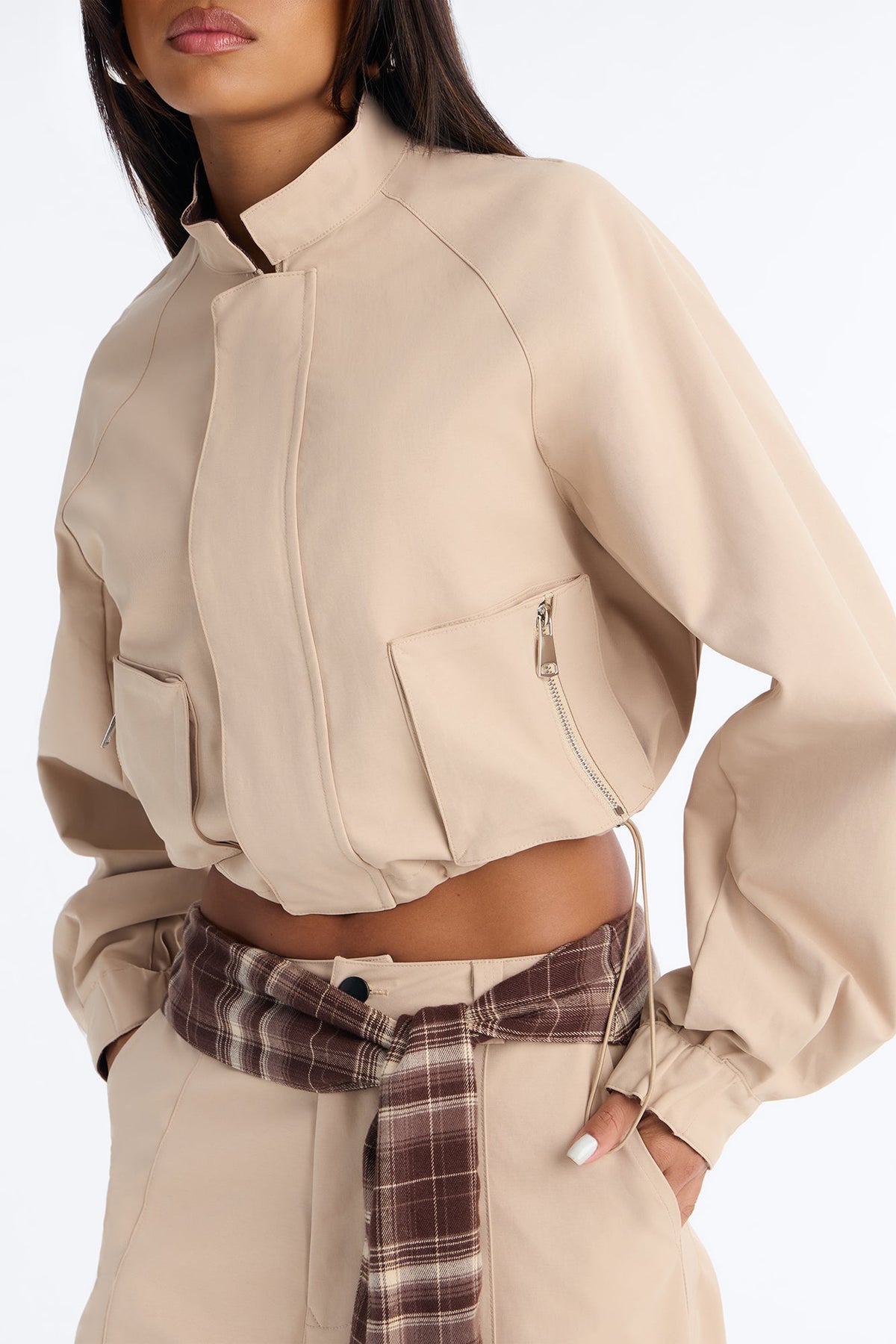 Kamri Belted Barrel Leg Pant Set - Beige