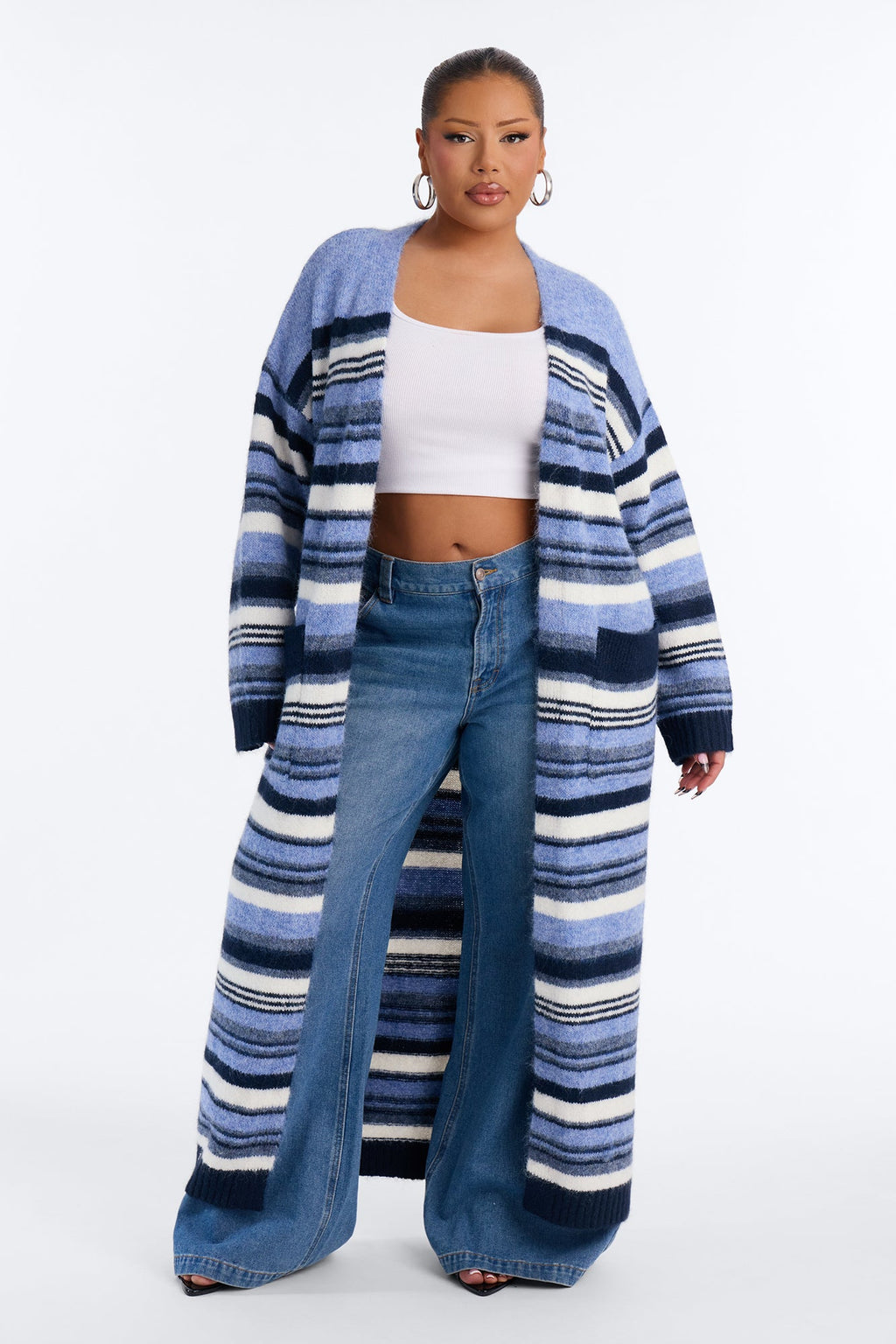 Warm Endings Maxi Cardigan - Blue/combo