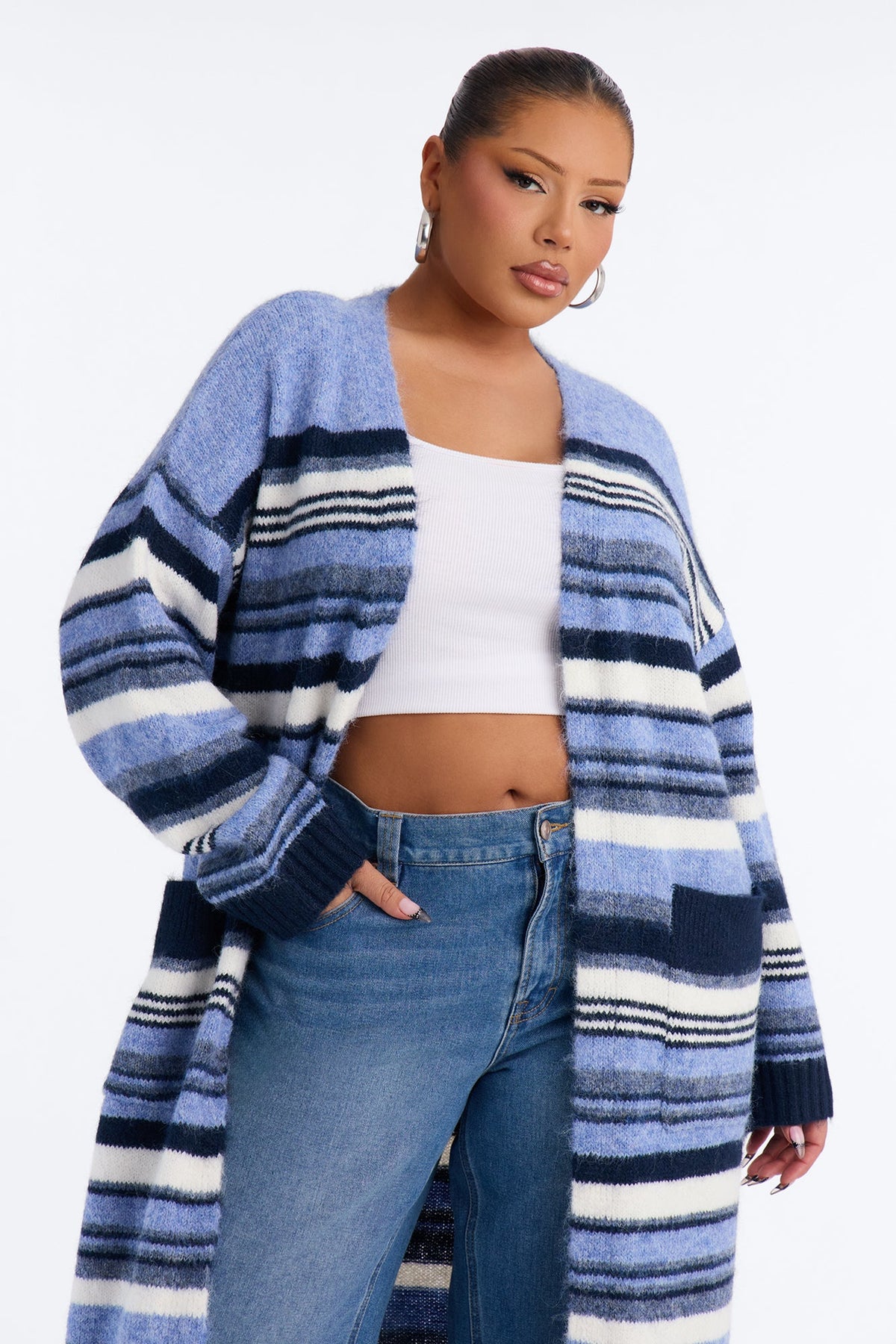 Warm Endings Maxi Cardigan - Blue/combo