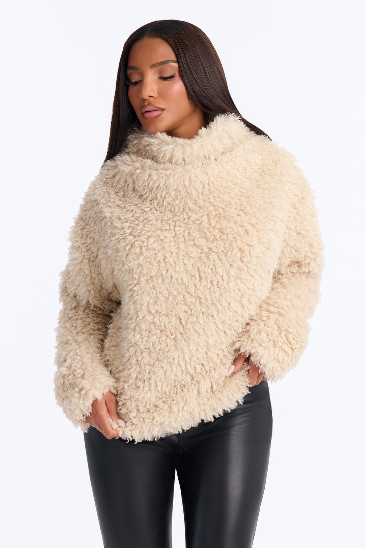 Snowy Fields Sherpa Pullover Sweater - Oatmeal