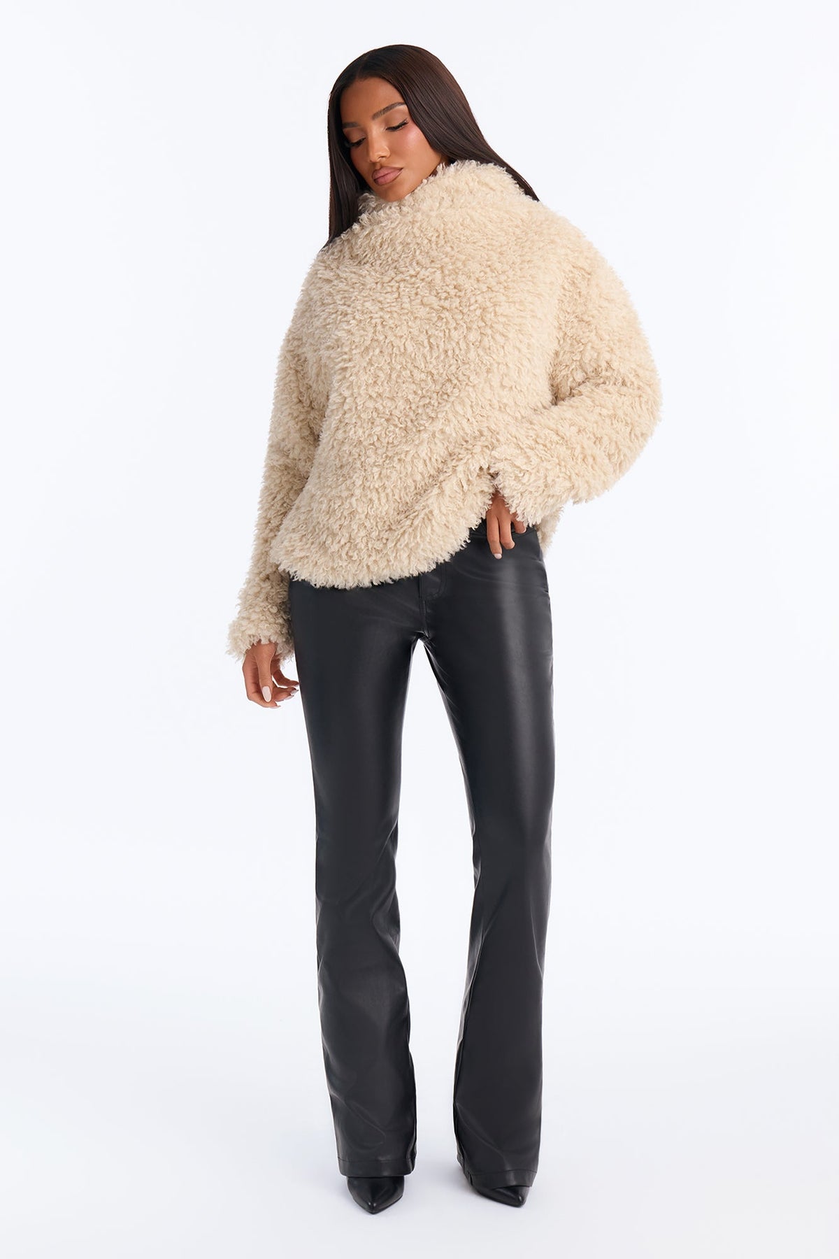 Snowy Fields Sherpa Pullover Sweater - Oatmeal