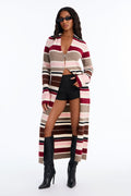 Rural Glow Striped Maxi Cardigan - Pink/combo