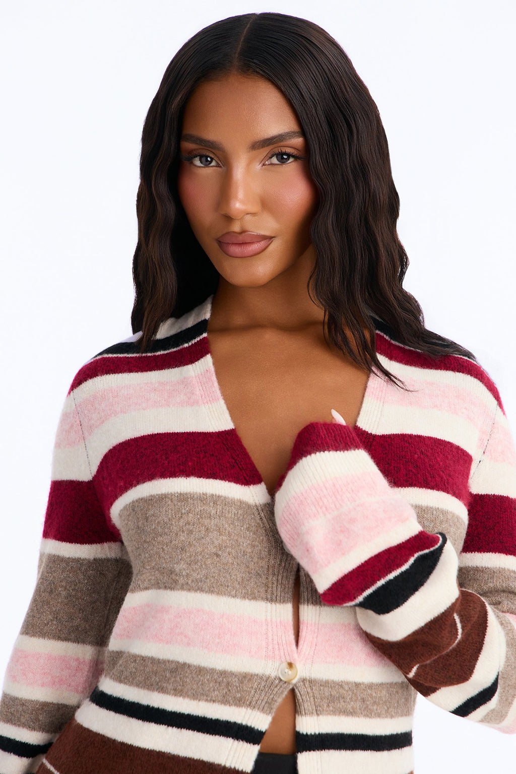 Rural Glow Striped Maxi Cardigan - Pink/combo