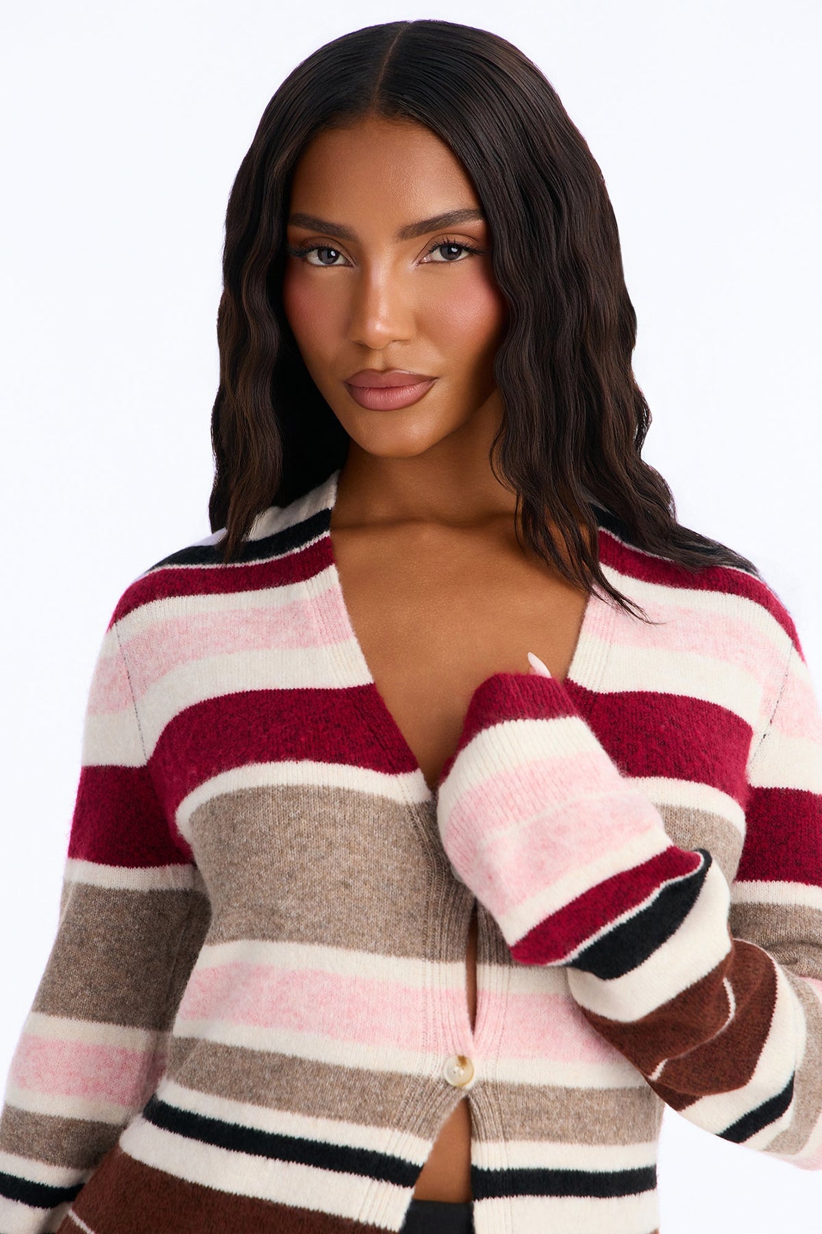 Rural Glow Striped Maxi Cardigan - Pink/combo