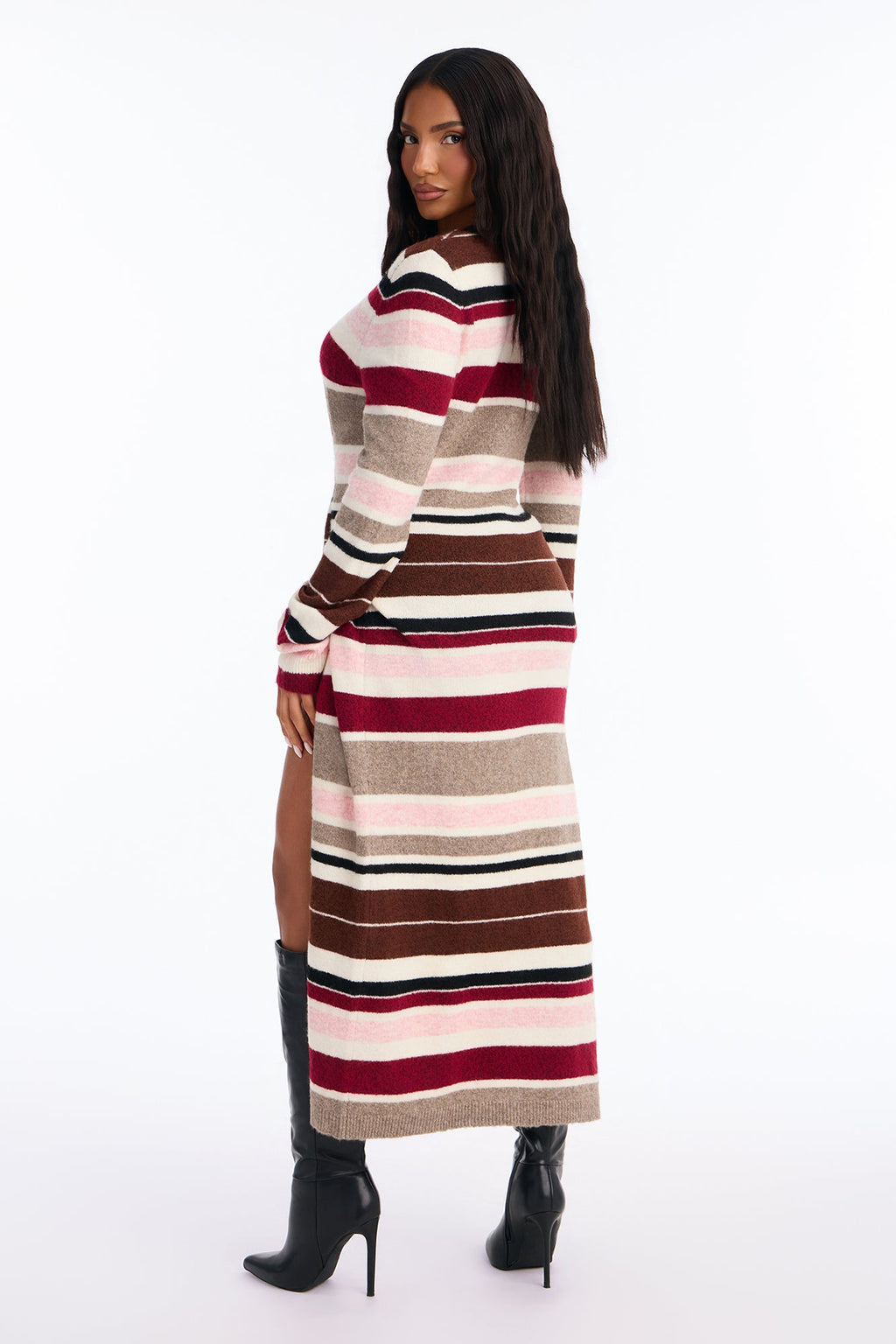 Rural Glow Striped Maxi Cardigan - Pink/combo