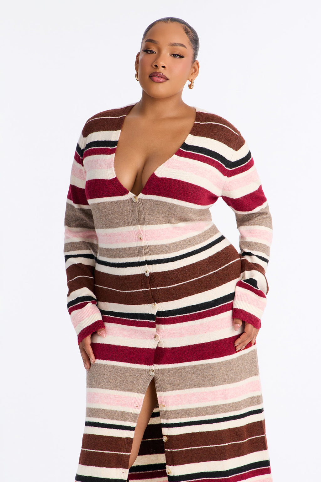 Rural Glow Striped Maxi Cardigan - Pink/combo