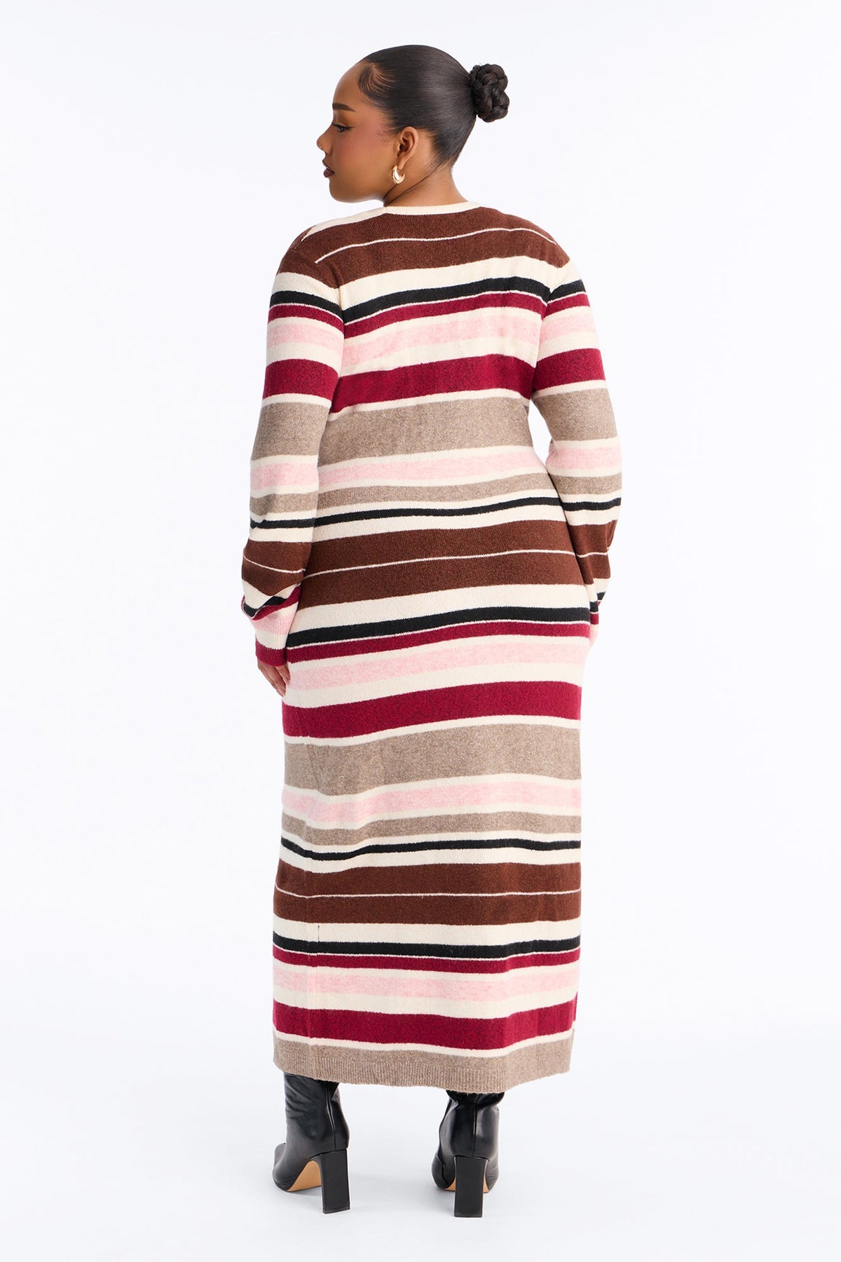 Rural Glow Striped Maxi Cardigan - Pink/combo