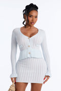 Karolina Ruffle Sweater Mini Dress - Light Blue