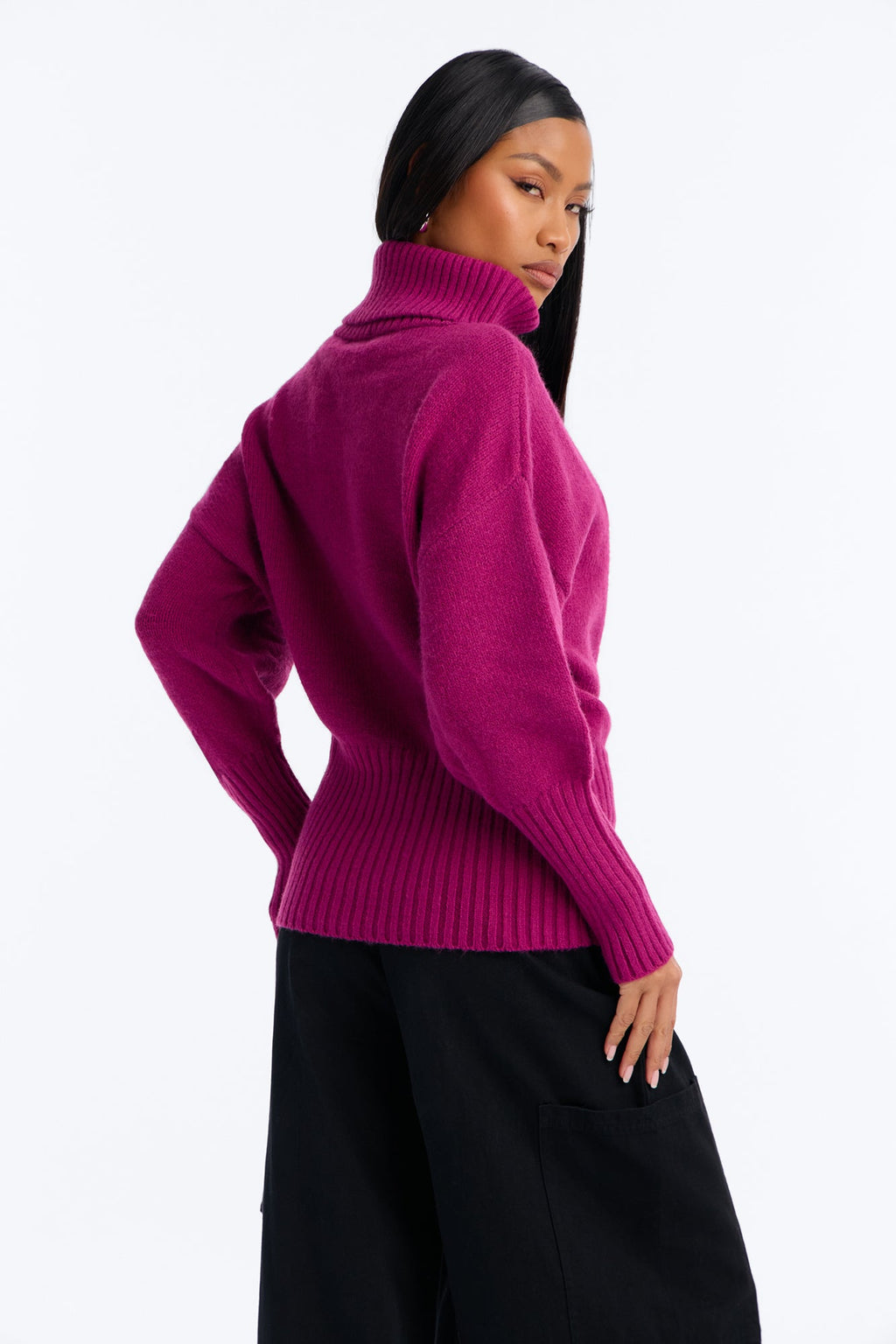 Keep Me Warm Chunky Funnel Neck Sweater - Magenta