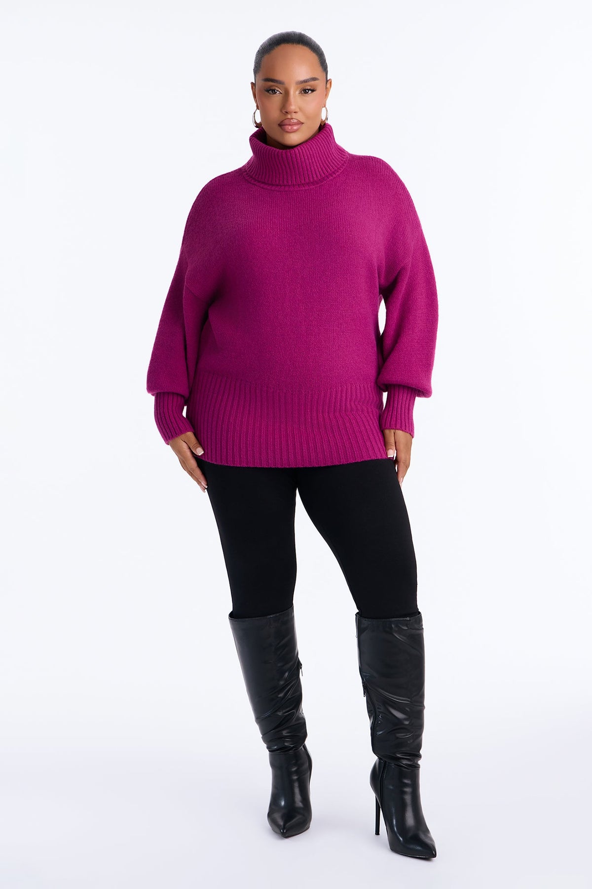 Keep Me Warm Chunky Funnel Neck Sweater - Magenta