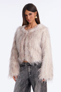 Silver Fox Faux Fur Shag Coat - Ivory/combo