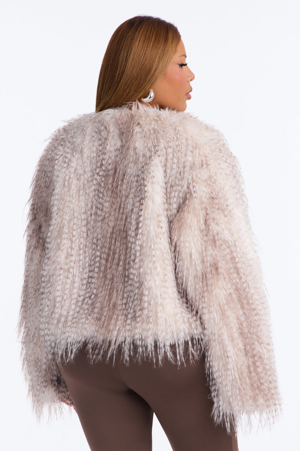 Silver Fox Faux Fur Shag Coat - Ivory/combo