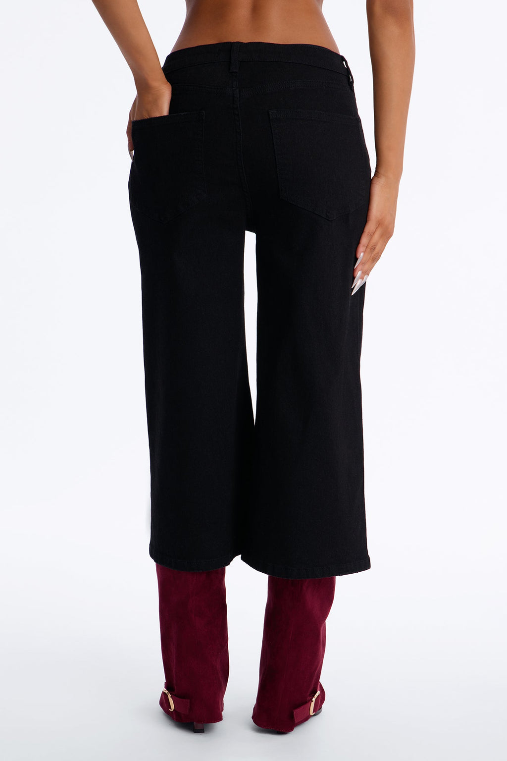 Fair Game Wide Leg Culotte Jeans - Black