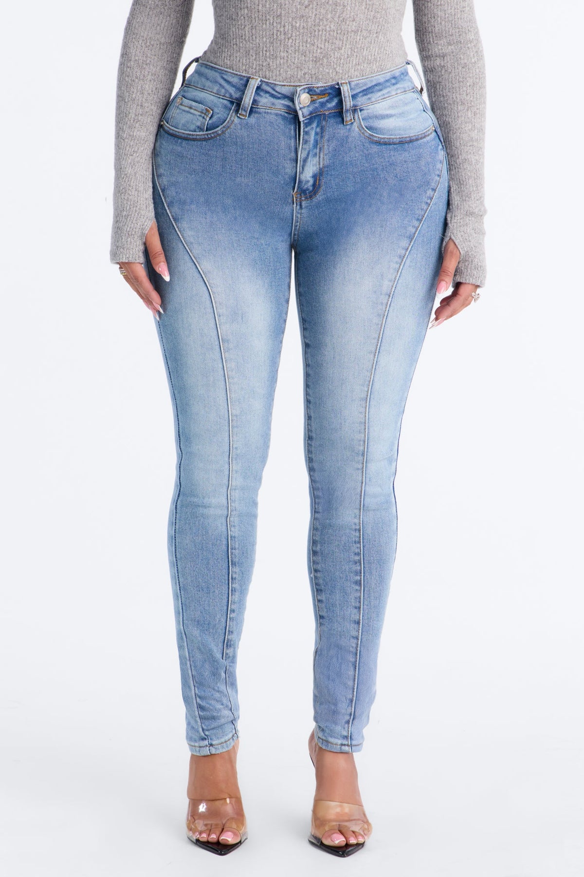 Reno High Rise Stretch Skinny Jeans - Medium Wash
