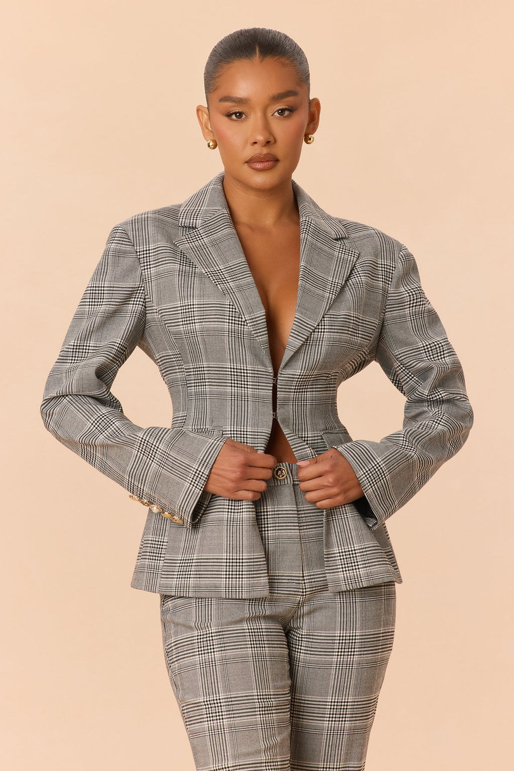 Railyn Blazer Pant Set - Grey/combo