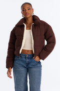 Too Hot To Handle Puffer Jacket - Chocolate
