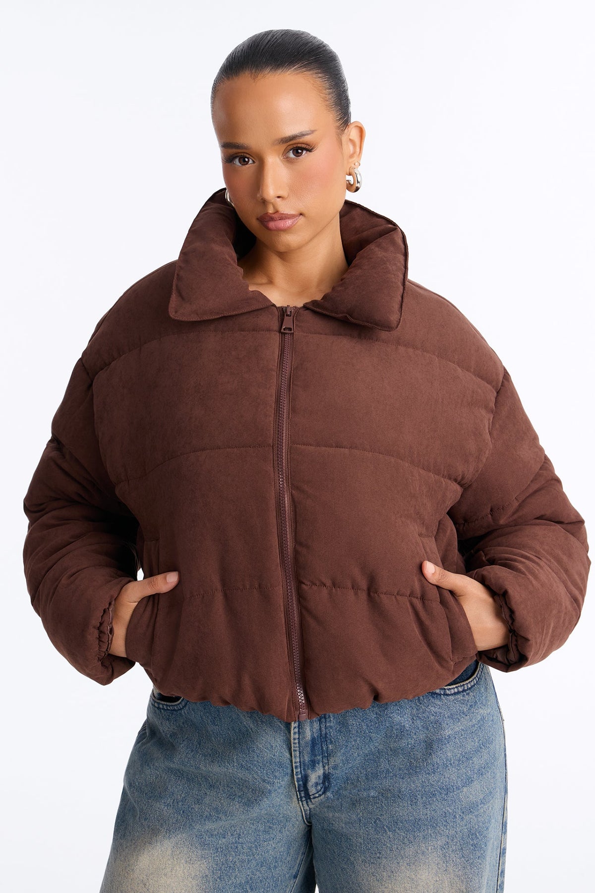 Too Hot To Handle Puffer Jacket - Chocolate