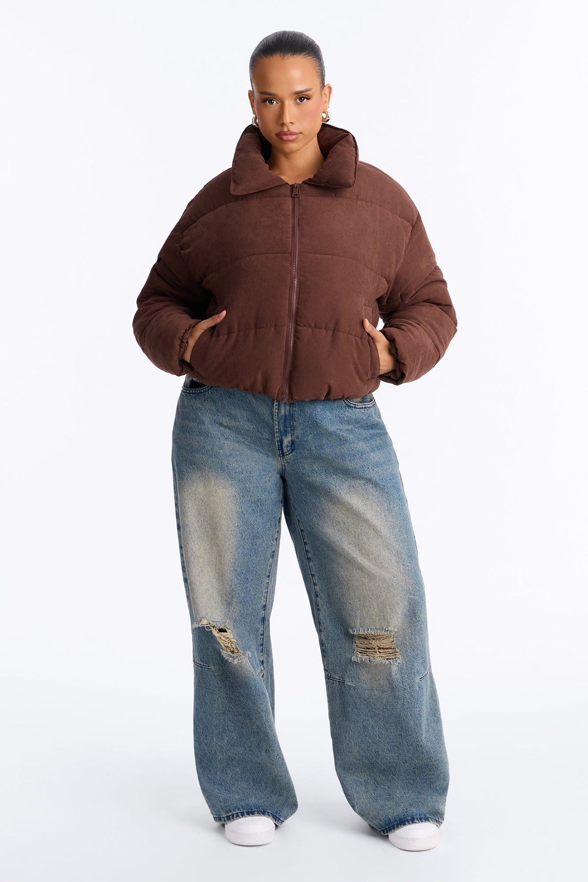Too Hot To Handle Puffer Jacket - Chocolate