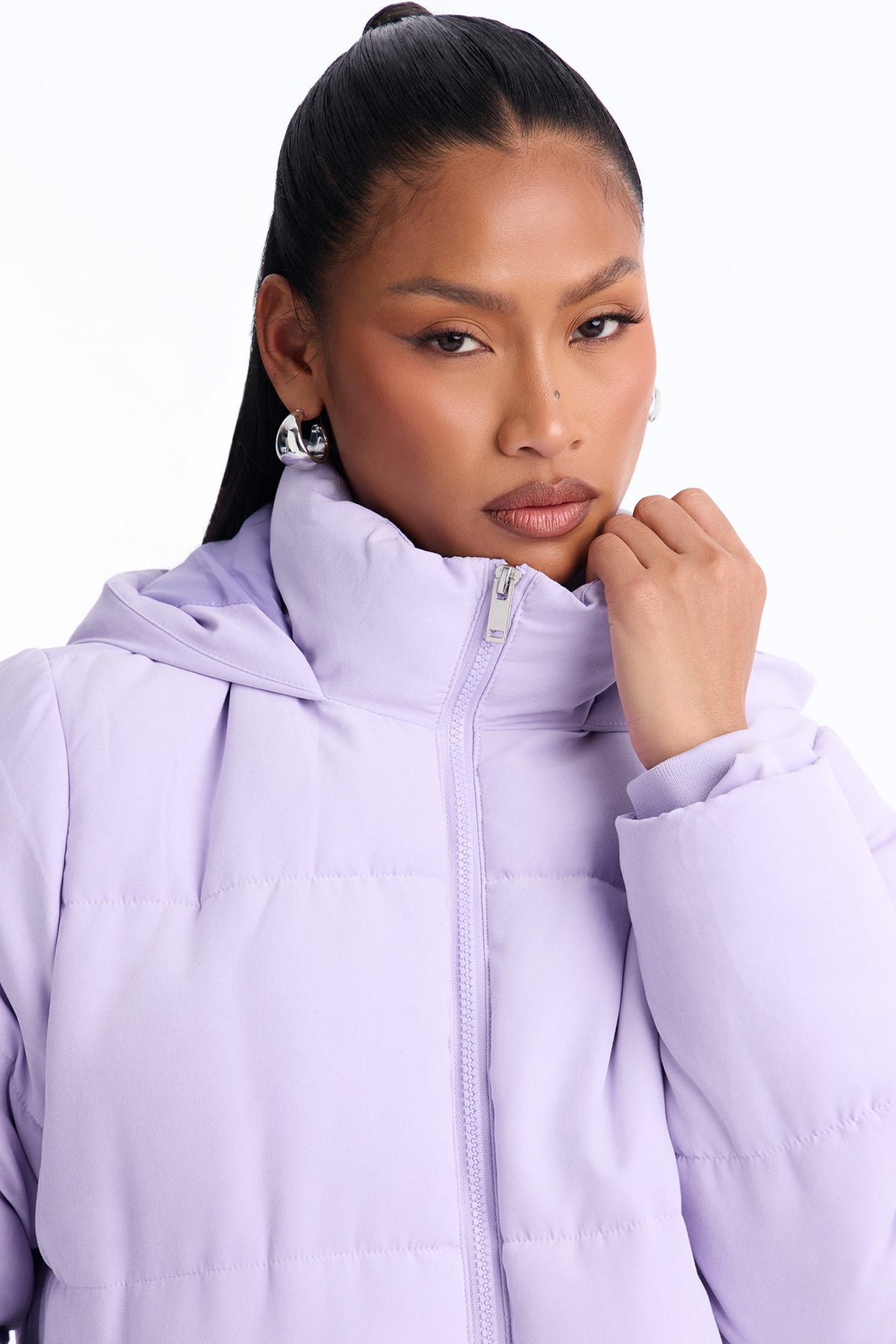 In The Middle Of The City Puffer Jacket - Lavender