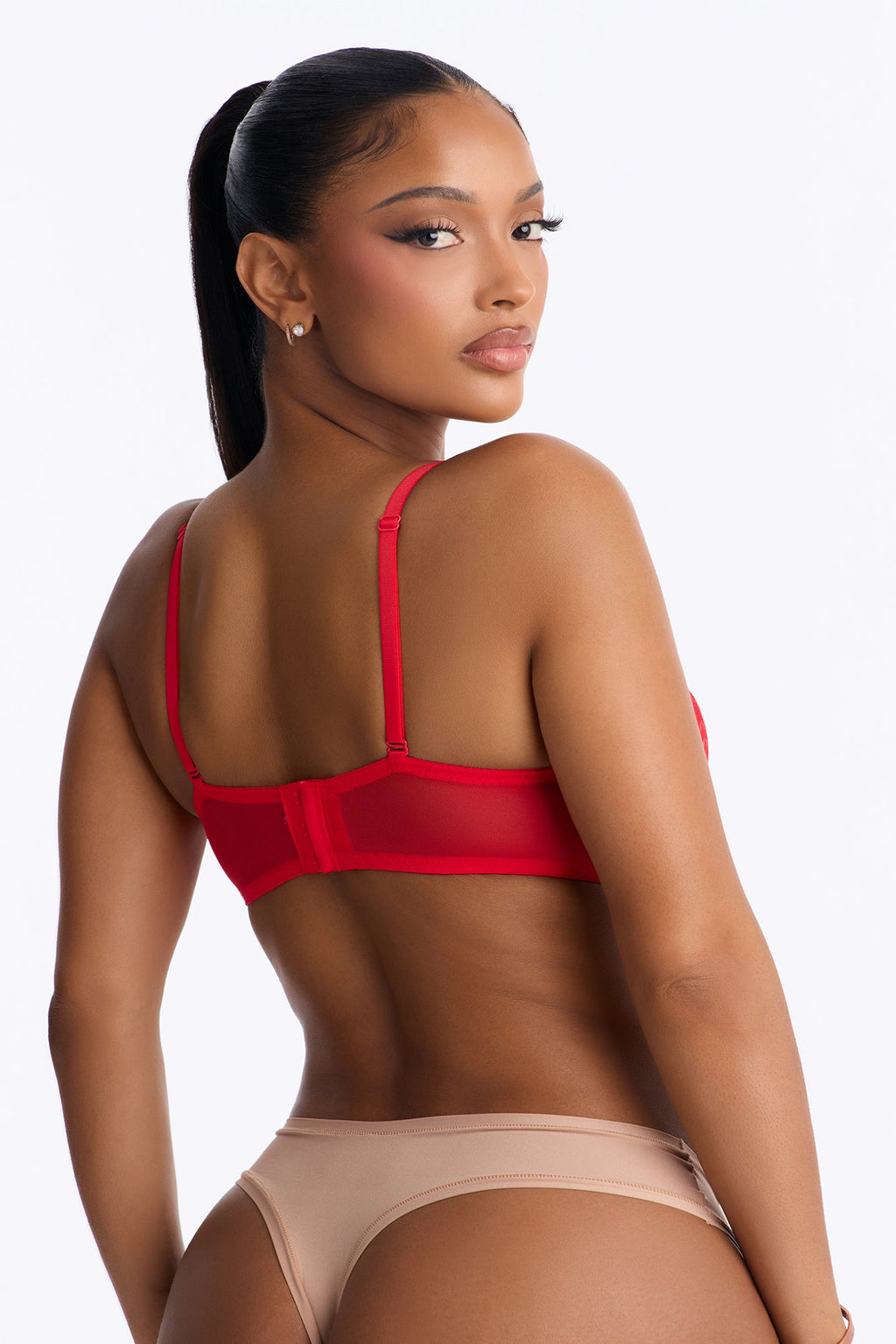 Lace Demi Molded Cup Lightly Lined Bra - Red