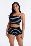 Chill Vibes Always 2 Piece Bra And Boyshort Set - Black