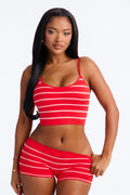 Chill Vibes Always 2 Piece Bra And Boyshort Set - Red/combo