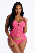 Soft Elements Lace 2 Piece Cami & Short Set - Fuchsia