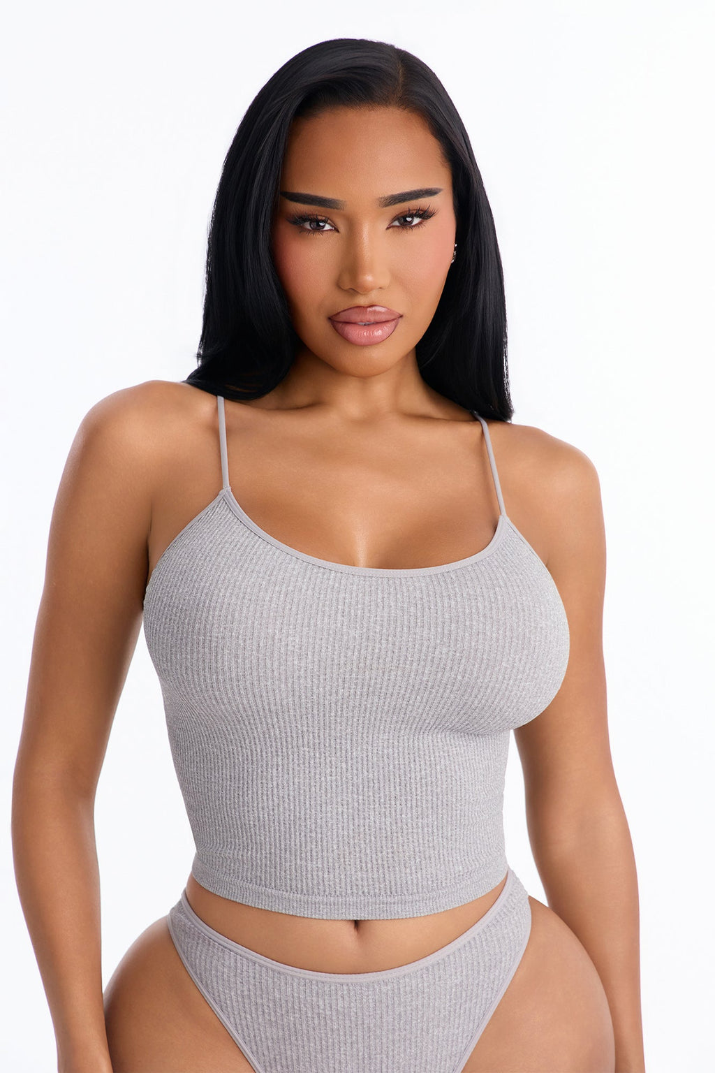Seamless Ribbed Comfort Cami Bralette Tank - Heather Grey