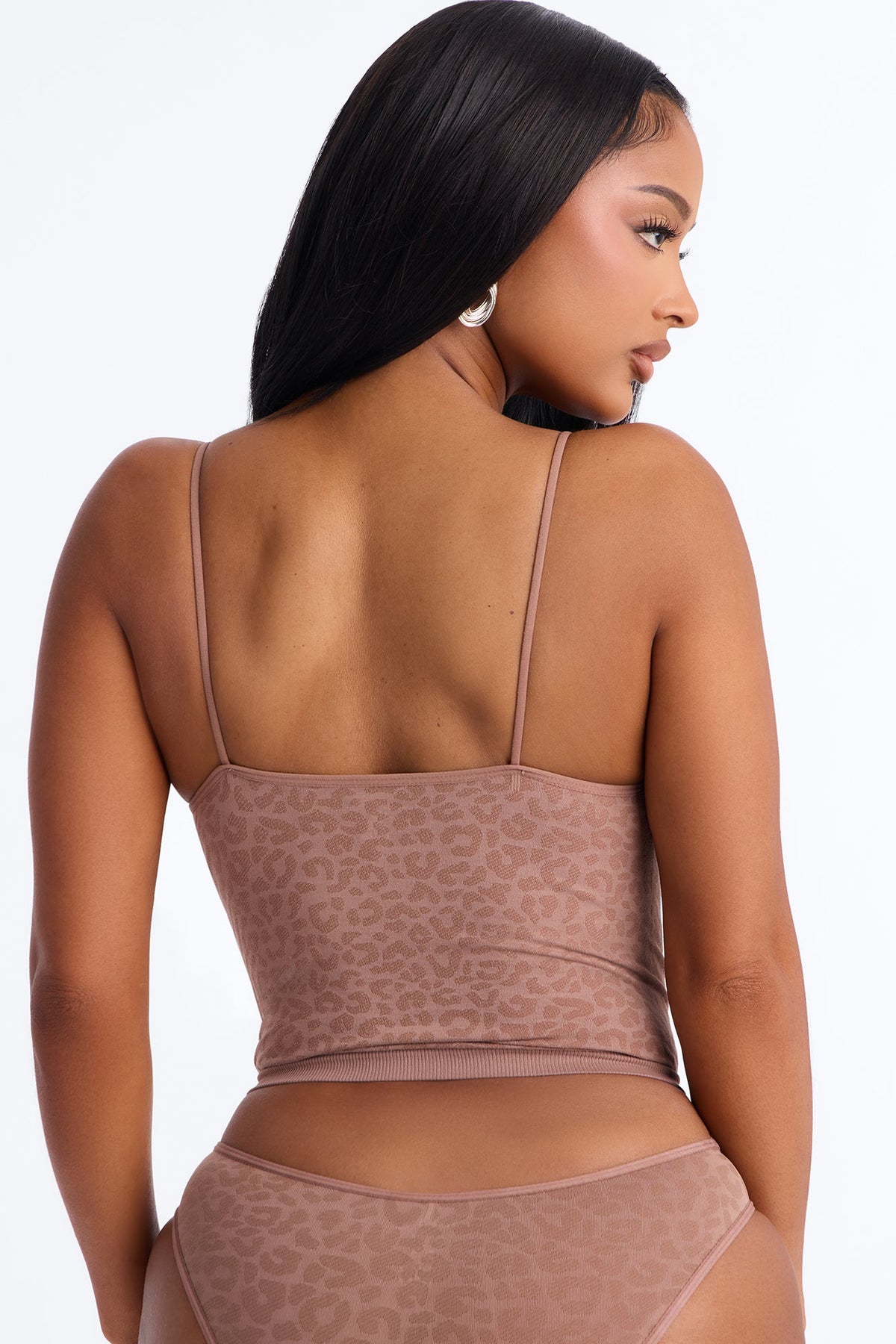 Seamless Ribbed Comfort Cami Bralette Tank - Leopard