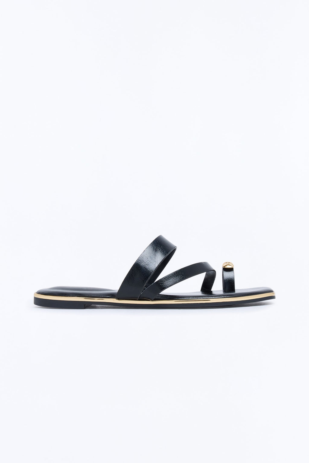 Know Better Toe Ring Flat Sandals - Black