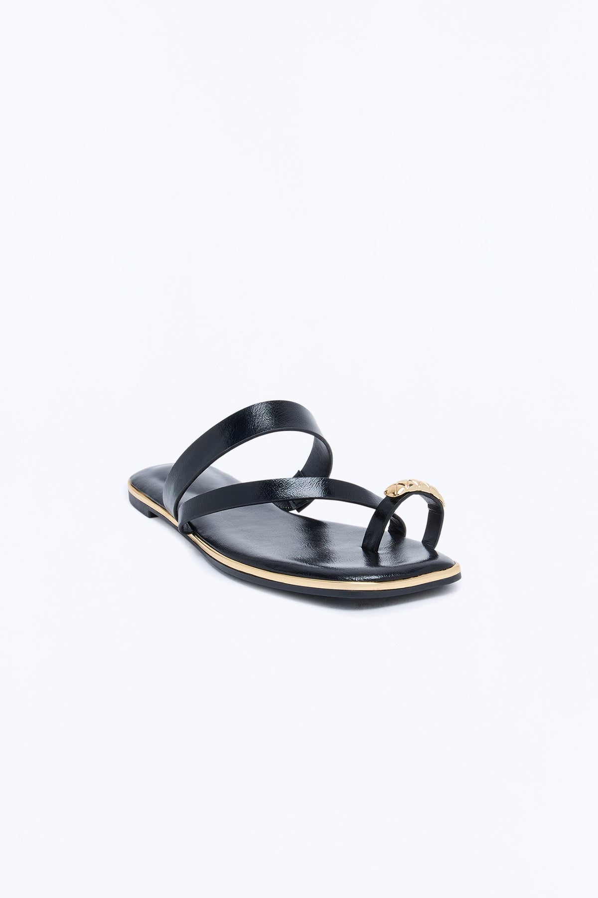 Know Better Toe Ring Flat Sandals - Black