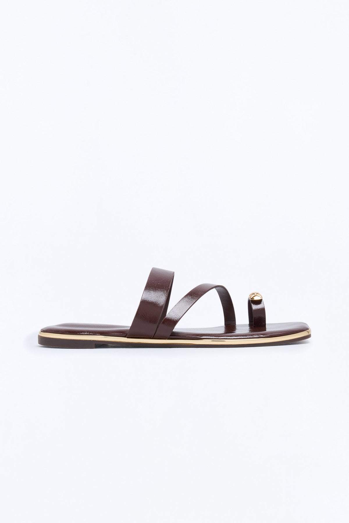 Know Better Toe Ring Flat Sandals - Brown
