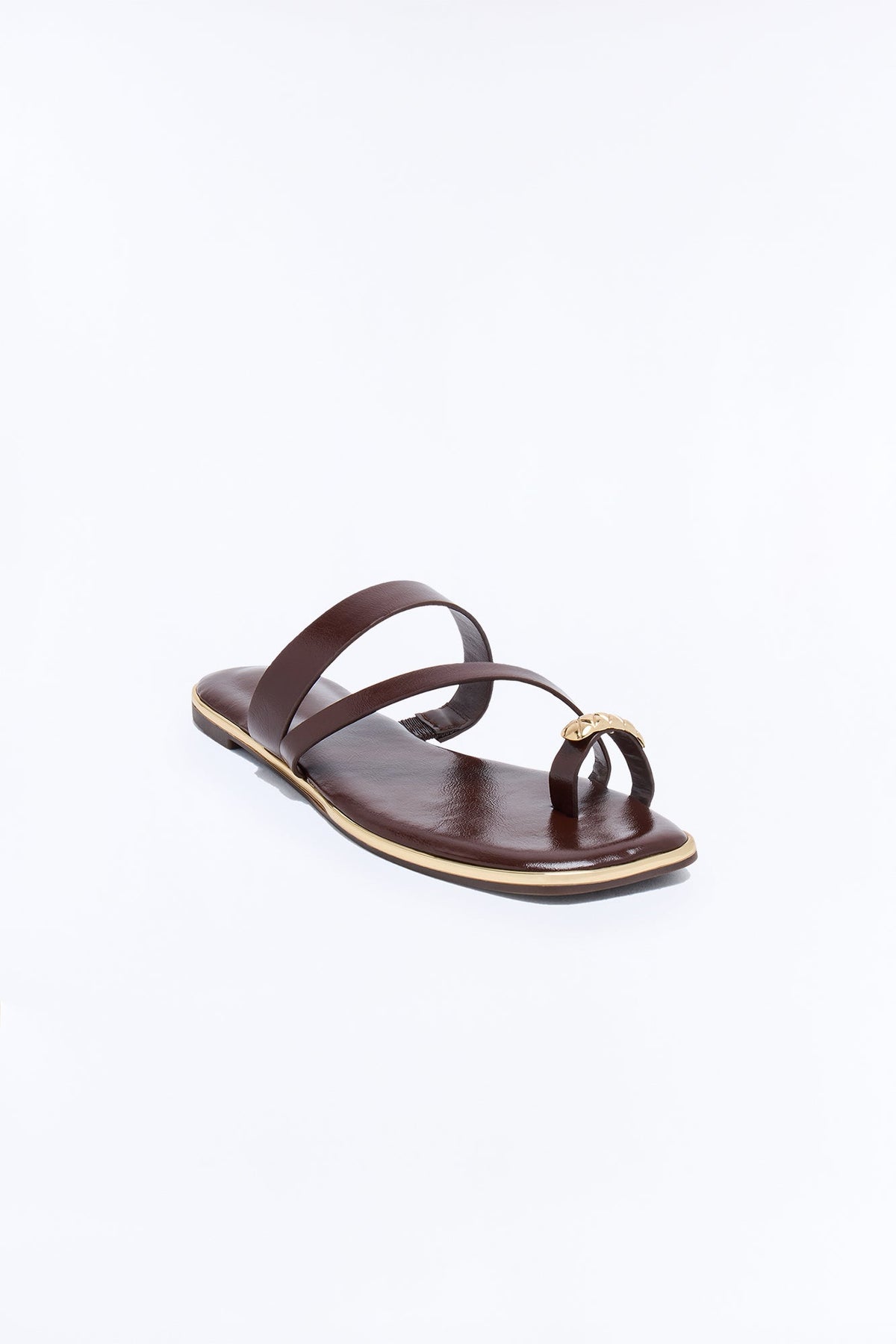 Know Better Toe Ring Flat Sandals - Brown