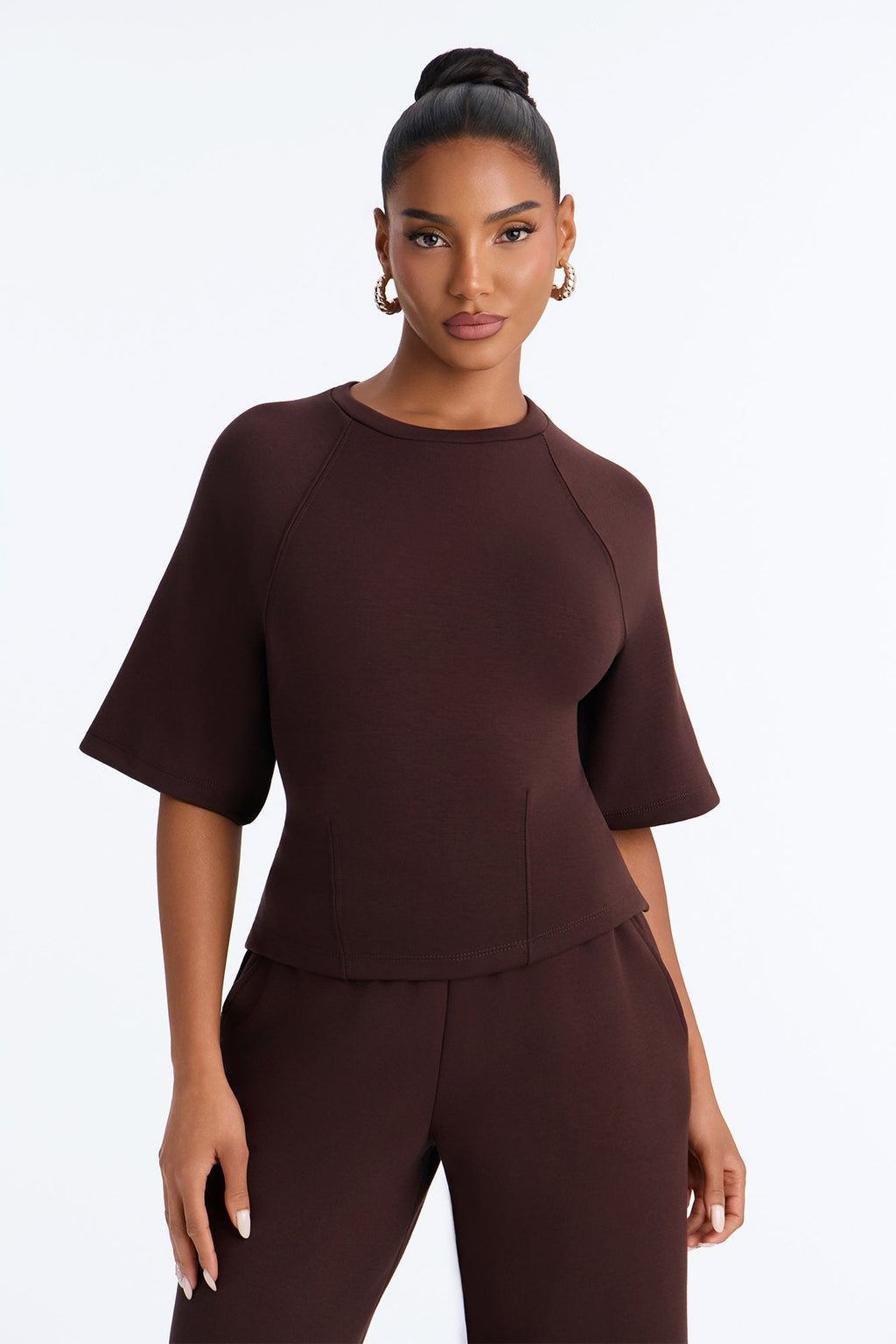 Phia Wide Leg Pant Set - Brown