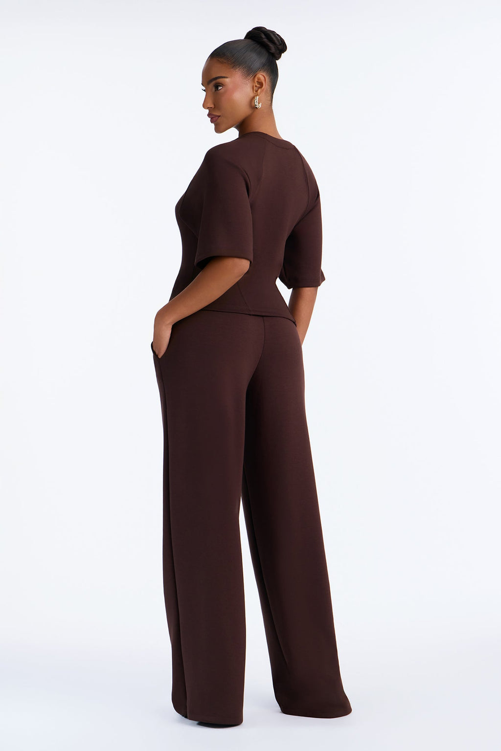 Phia Wide Leg Pant Set - Brown