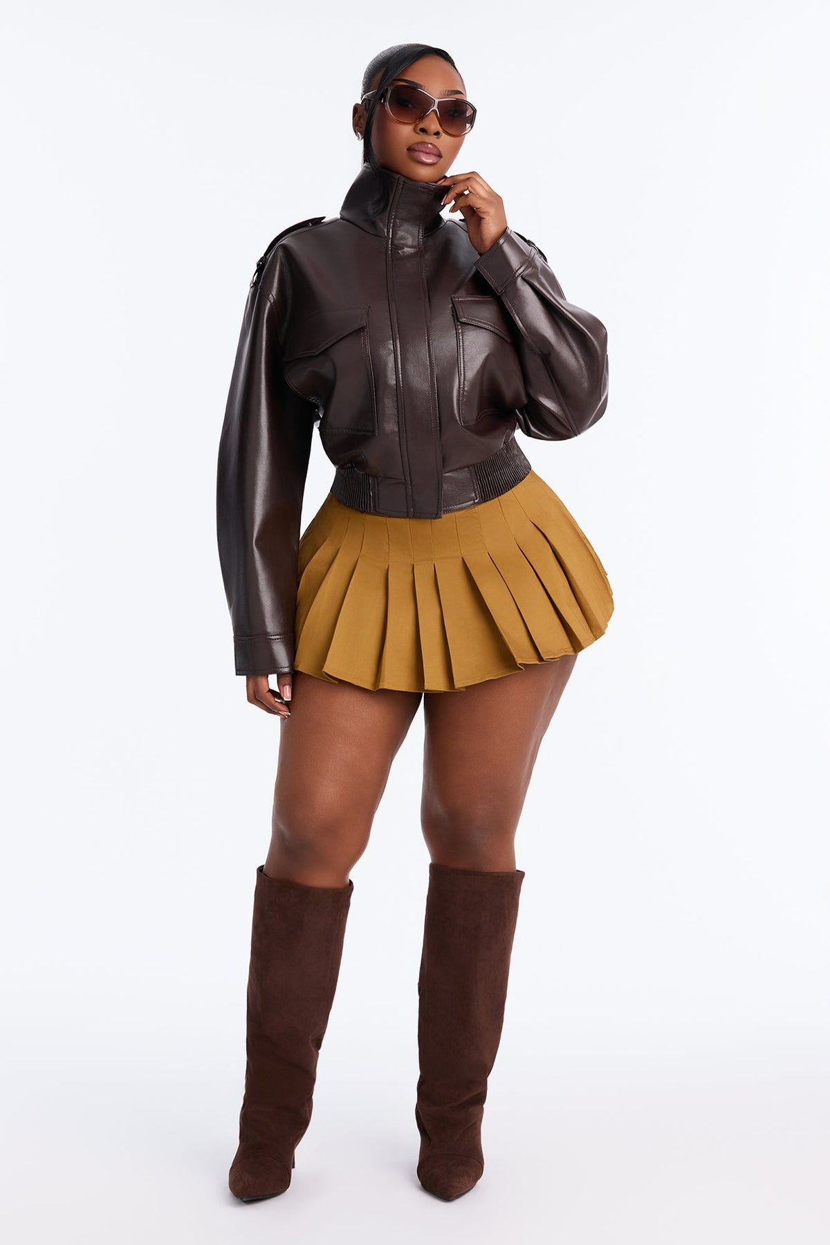 Midnight Moves Faux Leather Bomber Jacket - Chocolate