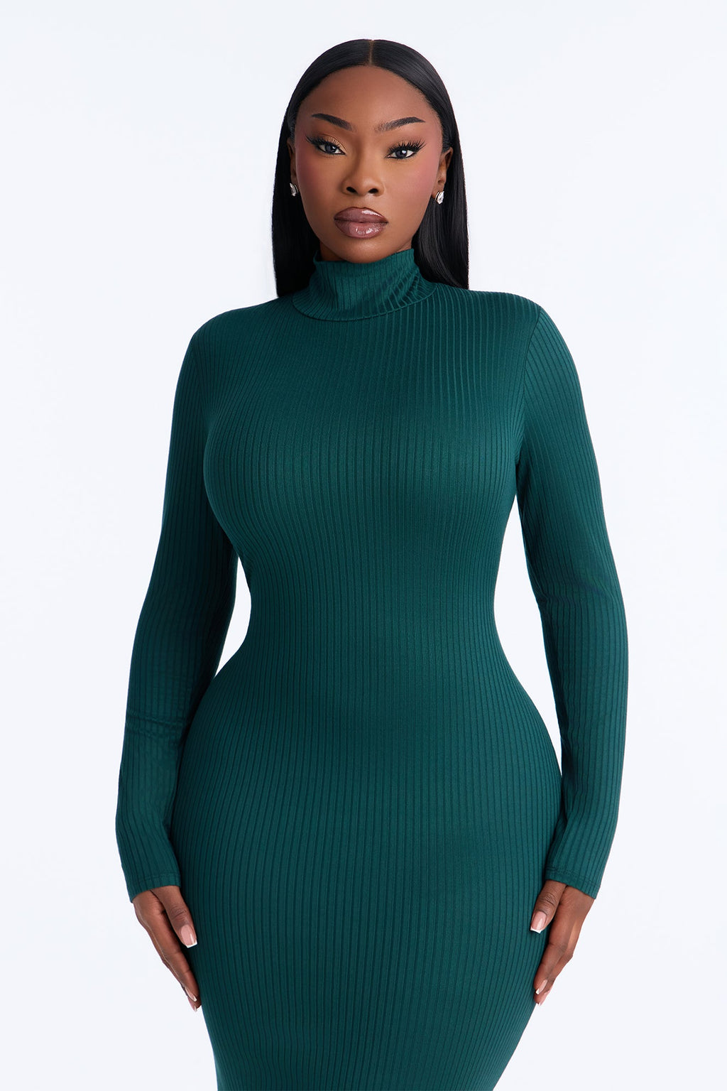 Amika Ribbed Midi Dress - Green
