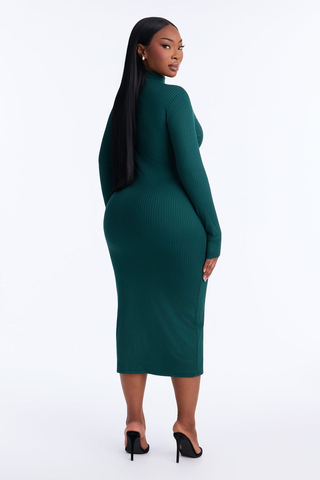 Amika Ribbed Midi Dress - Green