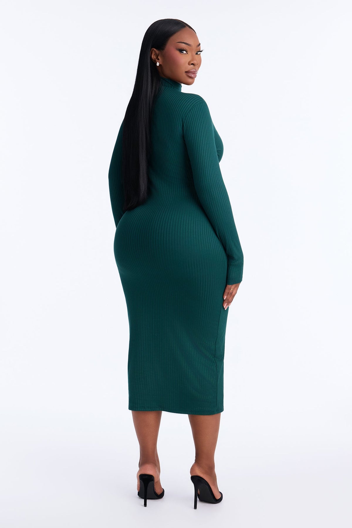 Amika Ribbed Midi Dress - Green