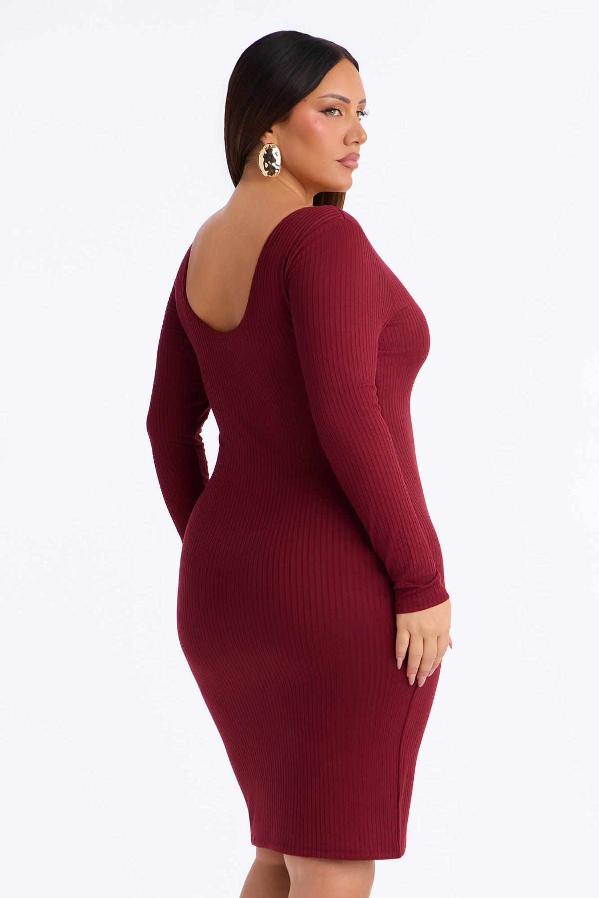 Mya Double Lined Midi Dress - Burgundy