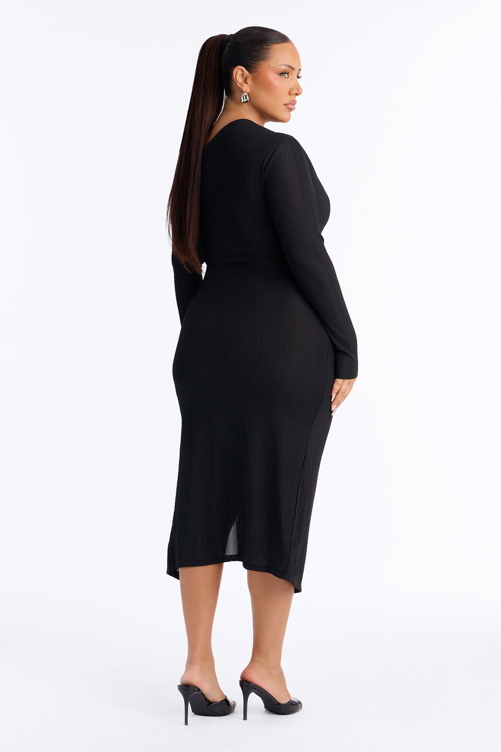 Lucia One Shoulder Midi Dress - Black