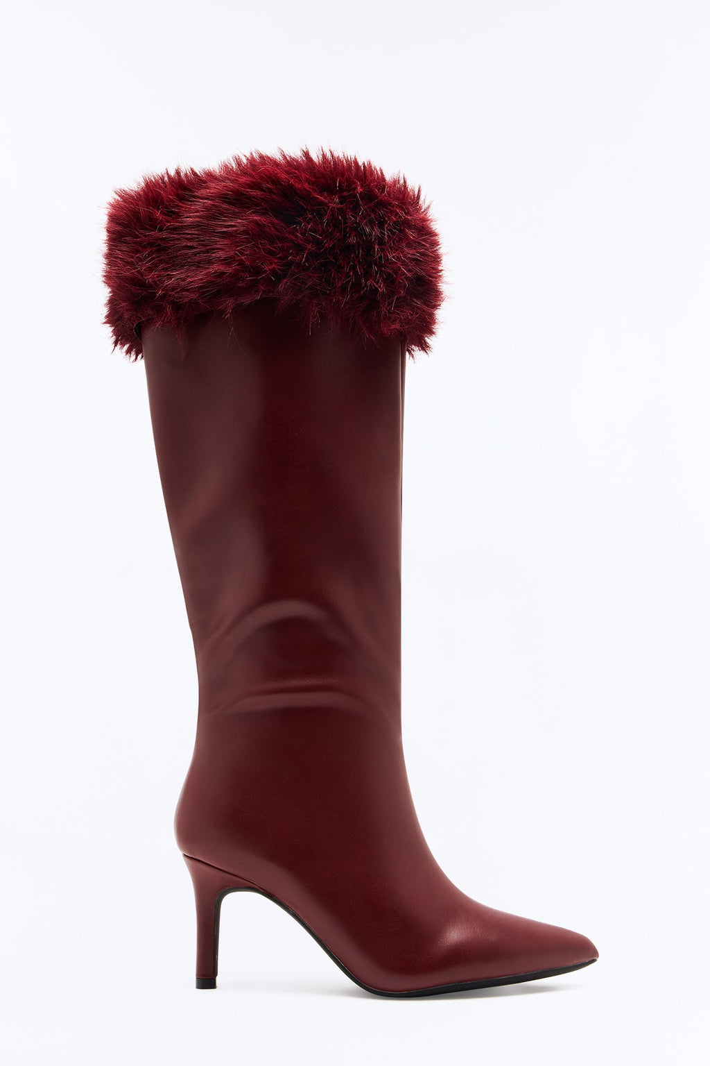 Regal Faux Fur Trim Boots - Burgundy