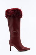 Regal Faux Fur Trim Boots - Burgundy