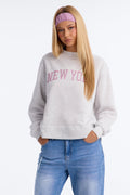 New York Stroll Mock Neck Sweatshirt - Light Grey