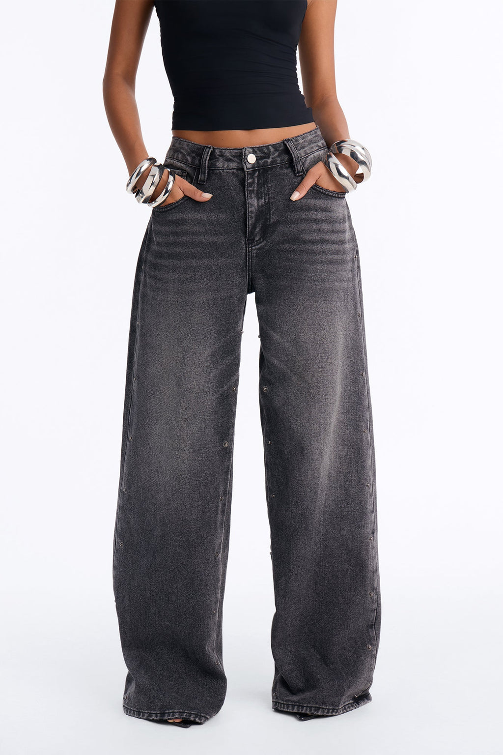 Stay Detached Wide Leg Jeans - Black Wash