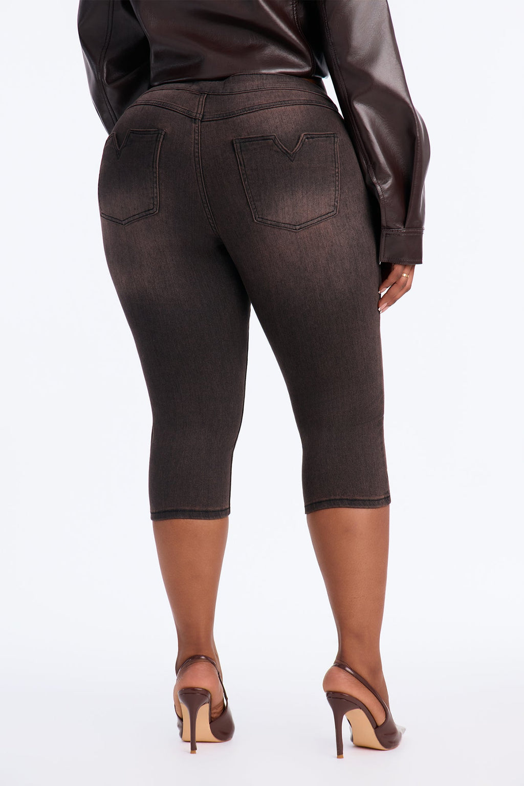 The Encore Low Rise Stretch Capri Skinny Jeans - Brown