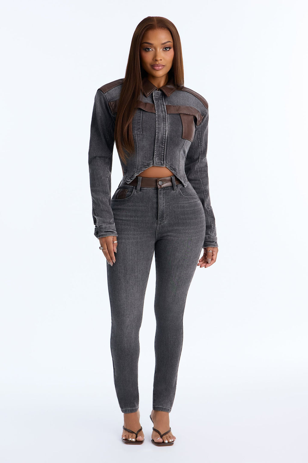 Power Stance High Rise Skinny Jeans - Grey