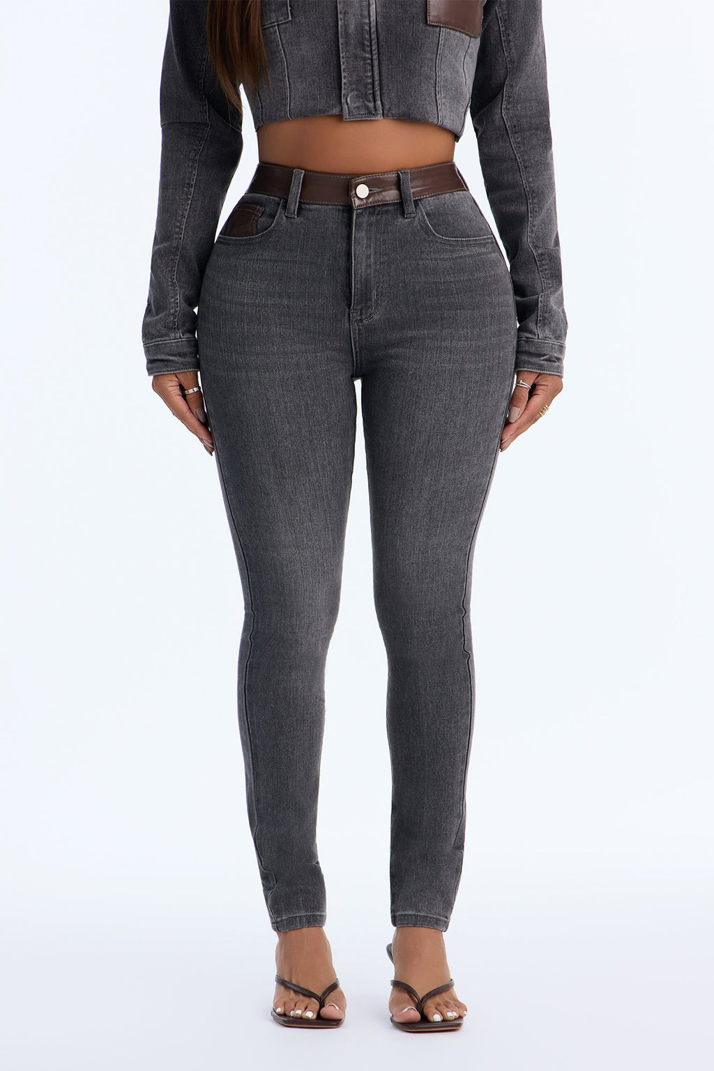 Power Stance High Rise Skinny Jeans - Grey